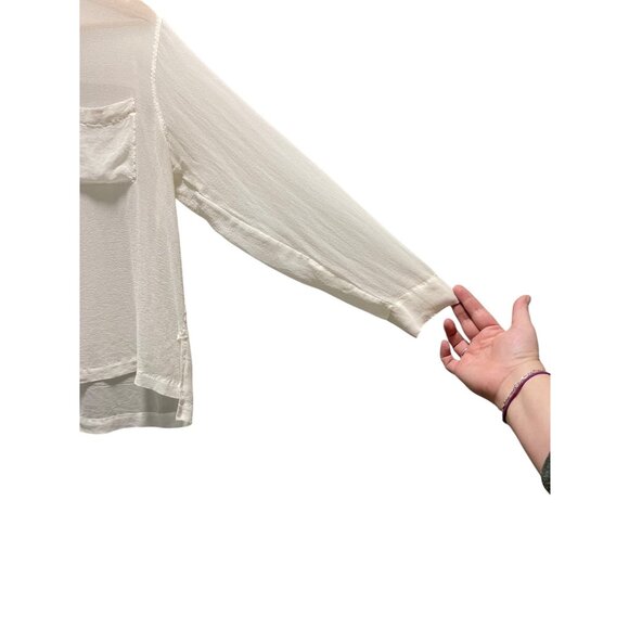 Boston Proper Vintage Silk Button Down Blouse White Size 14 Quiet Luxury Flowy - Picture 8 of 11